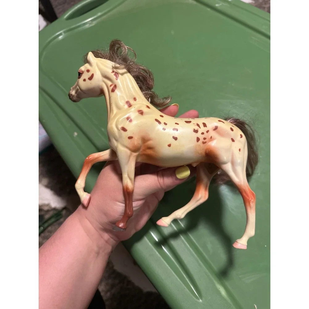 Vintage Appaloosa Horse Figurine Leopard Spot Rooted Mane Tail Collectible Toy
